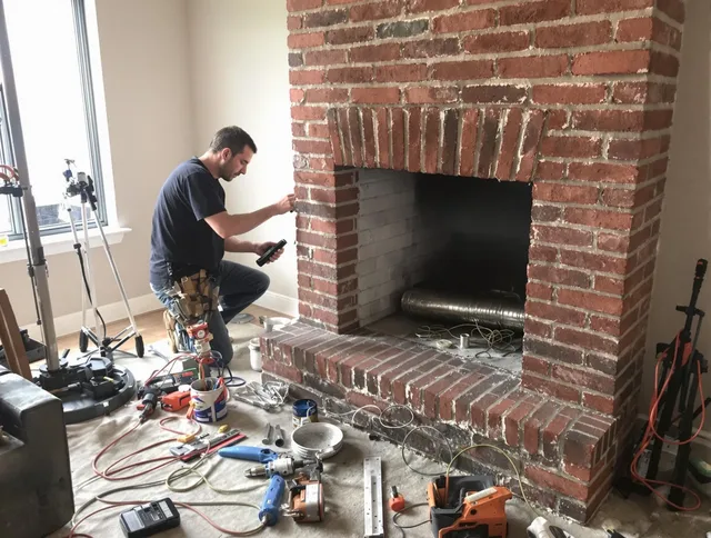 Berea Chimney Sweep specialist finalizing chimney liner service in Berea, OH