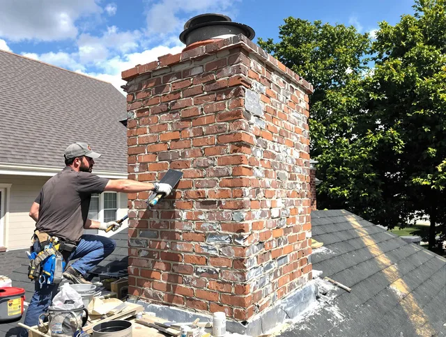 Completed chimney rebuild by Berea Chimney Sweep in Berea, OH