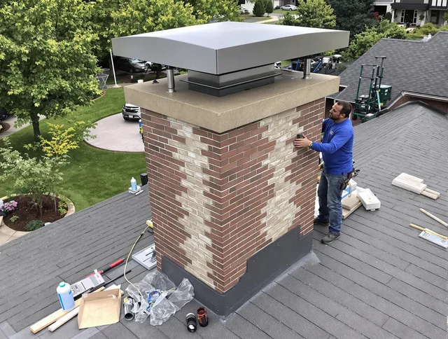 Berea Chimney Sweep team working on a custom chimney remodel in Berea, OH