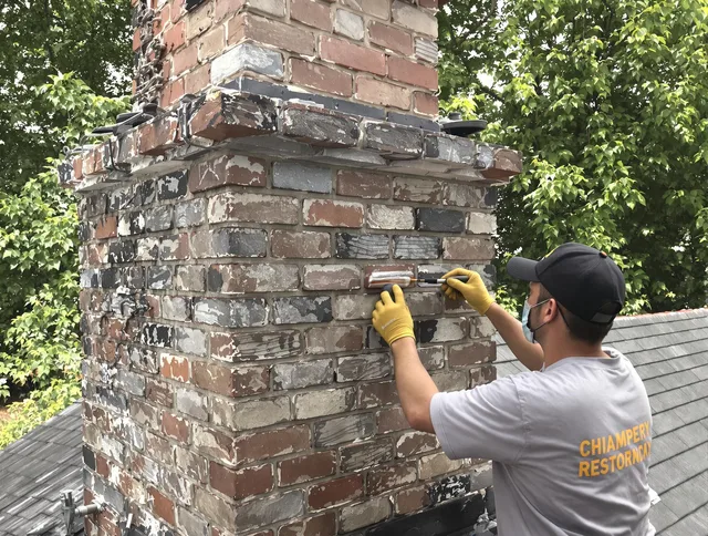 In-progress chimney restoration by Berea Chimney Sweep in Berea, OH