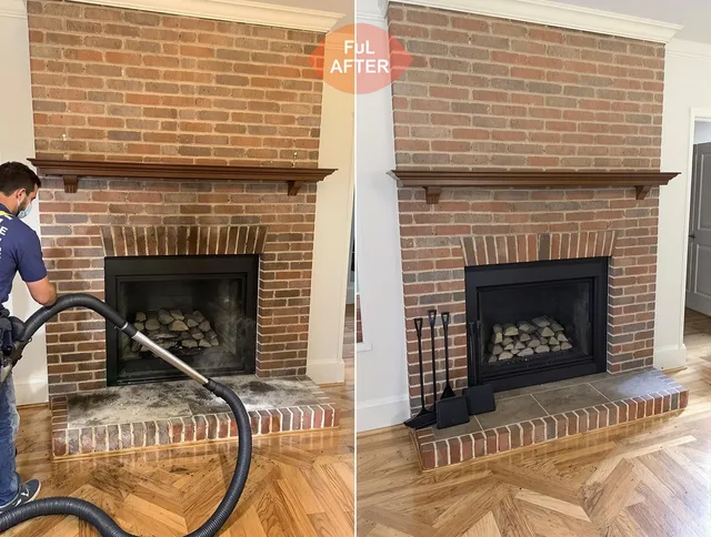 Berea Chimney Sweep carefully sanitizing a fireplace in Berea, OH