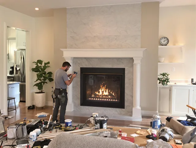Newly installed fireplace by Berea Chimney Sweep in Berea, OH